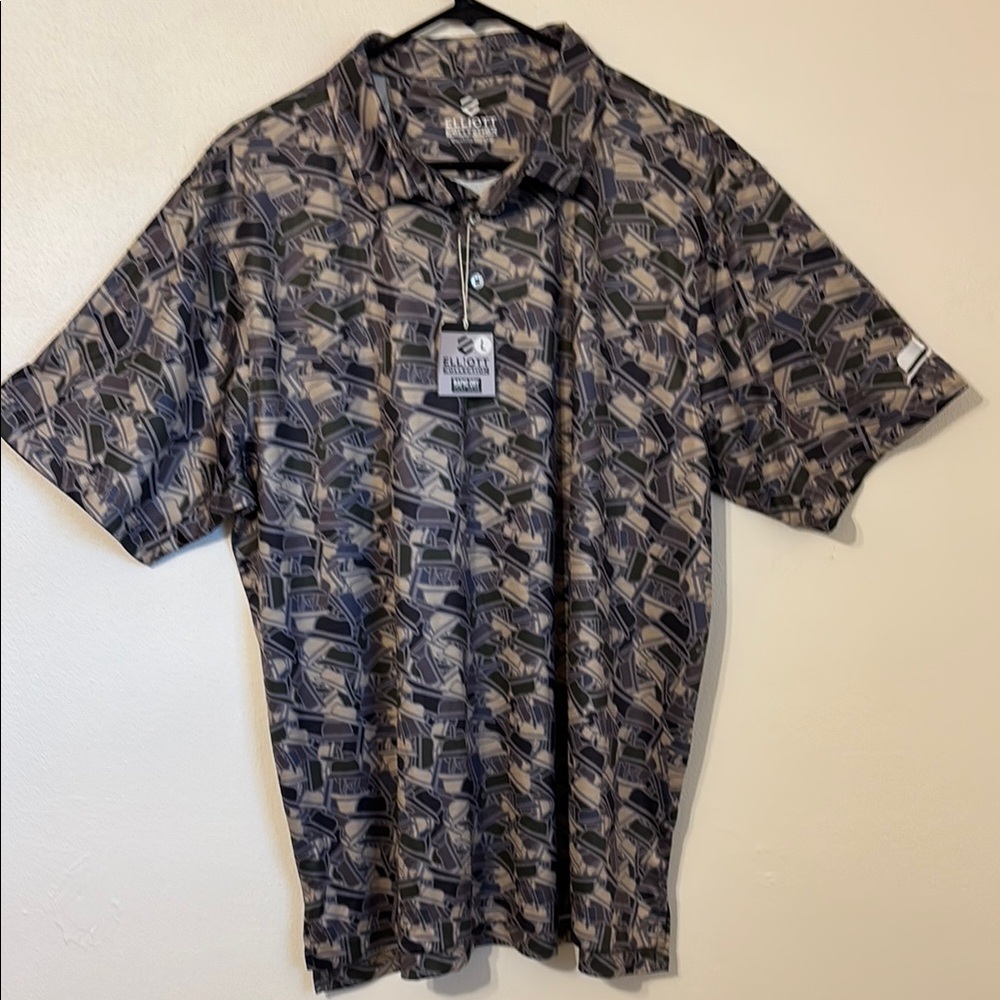 Black and Green moisture wicking Camouflage Polo Shirt large
